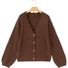 image:imageSidefeel Womens Oversized Cardigan Sweaters Long Sleeve Button Down Open Front Knit Jacket Coat with PocketsDark Brown