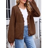 image:imageSidefeel Womens Oversized Cardigan Sweaters Long Sleeve Button Down Open Front Knit Jacket Coat with PocketsDark Brown