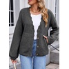 image:imageSidefeel Womens Oversized Cardigan Sweaters Long Sleeve Button Down Open Front Knit Jacket Coat with PocketsDark Grey