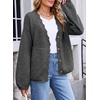 image:imageSidefeel Womens Oversized Cardigan Sweaters Long Sleeve Button Down Open Front Knit Jacket Coat with PocketsDark Grey