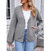 image:imageSidefeel Womens Oversized Cardigan Sweaters Long Sleeve Button Down Open Front Knit Jacket Coat with PocketsGray
