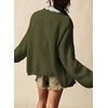 image:imageSidefeel Womens Oversized Cardigan Sweaters Long Sleeve Button Down Open Front Knit Jacket Coat with PocketsGreen