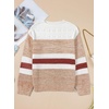 image:imageSidefeel Womens Oversized Sweaters Striped Crochet Boat Neck Hollow Out Lightweight Long Sleeve Knit Trendy Pullover TopsBrown
