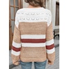 image:imageSidefeel Womens Oversized Sweaters Striped Crochet Boat Neck Hollow Out Lightweight Long Sleeve Knit Trendy Pullover TopsBrown