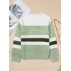 image:imageSidefeel Womens Oversized Sweaters Striped Crochet Boat Neck Hollow Out Lightweight Long Sleeve Knit Trendy Pullover TopsGreen