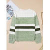 image:imageSidefeel Womens Oversized Sweaters Striped Crochet Boat Neck Hollow Out Lightweight Long Sleeve Knit Trendy Pullover TopsGreen