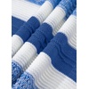 image:imageSidefeel Womens Oversized Sweaters Striped Crochet Boat Neck Hollow Out Lightweight Long Sleeve Knit Trendy Pullover TopsSky Blue