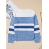 image:imageSidefeel Womens Oversized Sweaters Striped Crochet Boat Neck Hollow Out Lightweight Long Sleeve Knit Trendy Pullover TopsSky Blue