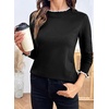 image:imageSidefeel Womens Pullover Sweaters Ruffle Long Sleeve Mock Neck Casual Knit Jumper TopsBlack