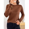 image:imageSidefeel Womens Pullover Sweaters Ruffle Long Sleeve Mock Neck Casual Knit Jumper TopsTawny