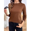 image:imageSidefeel Womens Pullover Sweaters Ruffle Long Sleeve Mock Neck Casual Knit Jumper TopsTawny