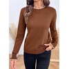 image:imageSidefeel Womens Pullover Sweaters Ruffle Long Sleeve Mock Neck Casual Knit Jumper TopsTawny