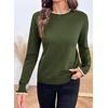 image:imageSidefeel Womens Pullover Sweaters Ruffle Long Sleeve Mock Neck Casual Knit Jumper TopsVineyard Green