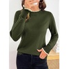 image:imageSidefeel Womens Pullover Sweaters Ruffle Long Sleeve Mock Neck Casual Knit Jumper TopsVineyard Green