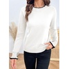 image:imageSidefeel Womens Pullover Sweaters Ruffle Long Sleeve Mock Neck Casual Knit Jumper TopsWhite