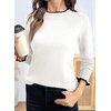 image:imageSidefeel Womens Pullover Sweaters Ruffle Long Sleeve Mock Neck Casual Knit Jumper TopsWhite