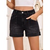 image:imageSidefeel Womens Shorts High Waisted Jean Shorts Stretchy Buttoned Folded Hem Summer Trendy Denim Shorts for WomenBlack