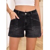 image:imageSidefeel Womens Shorts High Waisted Jean Shorts Stretchy Buttoned Folded Hem Summer Trendy Denim Shorts for WomenBlack