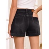 image:imageSidefeel Womens Shorts High Waisted Jean Shorts Stretchy Buttoned Folded Hem Summer Trendy Denim Shorts for WomenBlack