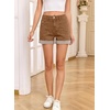 image:imageSidefeel Womens Shorts High Waisted Jean Shorts Stretchy Buttoned Folded Hem Summer Trendy Denim Shorts for WomenBrown