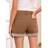 image:imageSidefeel Womens Shorts High Waisted Jean Shorts Stretchy Buttoned Folded Hem Summer Trendy Denim Shorts for WomenBrown