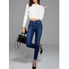 image:imageSidefeel Womens Skinny Jeans Straight Leg High Waisted Stretchy Ankle Denim Pants with Patch PocketsDark Blue