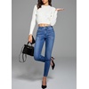 image:imageSidefeel Womens Skinny Jeans Straight Leg High Waisted Stretchy Ankle Denim Pants with Patch PocketsLight Blue