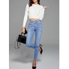 image:imageSidefeel Womens Skinny Jeans Straight Leg High Waisted Stretchy Ankle Denim Pants with Patch PocketsSky Blue