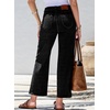 image:imageSidefeel Womens Straight Leg Jeans High Waisted Stretchy Jeans Zimbaplatinum Wide Leg Ankle Denim Pants with PocketsBlack