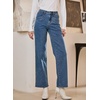 image:imageSidefeel Womens Straight Leg Jeans High Waisted Stretchy Jeans Zimbaplatinum Wide Leg Ankle Denim Pants with PocketsBlue