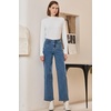 image:imageSidefeel Womens Straight Leg Jeans High Waisted Stretchy Jeans Zimbaplatinum Wide Leg Ankle Denim Pants with PocketsBlue