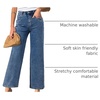image:imageSidefeel Womens Straight Leg Jeans High Waisted Stretchy Jeans Zimbaplatinum Wide Leg Ankle Denim Pants with PocketsBlue