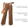 image:imageSidefeel Womens Straight Leg Jeans High Waisted Stretchy Jeans Zimbaplatinum Wide Leg Ankle Denim Pants with PocketsBrown