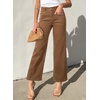 image:imageSidefeel Womens Straight Leg Jeans High Waisted Stretchy Jeans Zimbaplatinum Wide Leg Ankle Denim Pants with PocketsBrown