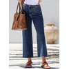 image:imageSidefeel Womens Straight Leg Jeans High Waisted Stretchy Jeans Zimbaplatinum Wide Leg Ankle Denim Pants with PocketsDark Blue
