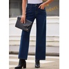 image:imageSidefeel Womens Straight Leg Jeans High Waisted Stretchy Jeans Zimbaplatinum Wide Leg Ankle Denim Pants with PocketsDark Blue