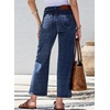 image:imageSidefeel Womens Straight Leg Jeans High Waisted Stretchy Jeans Zimbaplatinum Wide Leg Ankle Denim Pants with PocketsDark Blue