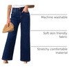 image:imageSidefeel Womens Straight Leg Jeans High Waisted Stretchy Jeans Zimbaplatinum Wide Leg Ankle Denim Pants with PocketsDark Blue