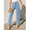 image:imageSidefeel Womens Straight Leg Jeans High Waisted Stretchy Jeans Zimbaplatinum Wide Leg Ankle Denim Pants with PocketsLight Blue