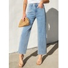 image:imageSidefeel Womens Straight Leg Jeans High Waisted Stretchy Jeans Zimbaplatinum Wide Leg Ankle Denim Pants with PocketsLight Blue