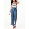 image:imageSidefeel Womens Straight Leg Jeans High Waisted Stretchy Jeans Zimbaplatinum Wide Leg Ankle Denim Pants with PocketsMist Blue
