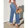 image:imageSidefeel Womens Straight Leg Jeans High Waisted Stretchy Jeans Zimbaplatinum Wide Leg Ankle Denim Pants with PocketsMist Blue
