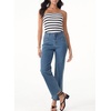 image:imageSidefeel Womens Straight Leg Jeans High Waisted Stretchy Jeans Zimbaplatinum Wide Leg Ankle Denim Pants with PocketsMist Blue