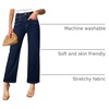 image:imageSidefeel Womens Straight Leg Jeans High Waisted Stretchy Jeans Zimbaplatinum Wide Leg Ankle Denim Pants with PocketsNavy Blue