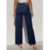image:imageSidefeel Womens Straight Leg Jeans High Waisted Stretchy Jeans Zimbaplatinum Wide Leg Ankle Denim Pants with PocketsNavy Blue