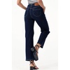 image:imageSidefeel Womens Straight Leg Jeans High Waisted Stretchy Jeans Zimbaplatinum Wide Leg Ankle Denim Pants with PocketsNavy Blue