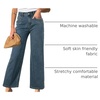 image:imageSidefeel Womens Straight Leg Jeans High Waisted Stretchy Jeans Zimbaplatinum Wide Leg Ankle Denim Pants with PocketsVintage Blue