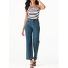 image:imageSidefeel Womens Straight Leg Jeans High Waisted Stretchy Jeans Zimbaplatinum Wide Leg Ankle Denim Pants with PocketsVintage Blue