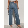 image:imageSidefeel Womens Straight Leg Jeans High Waisted Stretchy Jeans Zimbaplatinum Wide Leg Ankle Denim Pants with PocketsVintage Blue