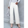image:imageSidefeel Womens Straight Leg Jeans High Waisted Stretchy Jeans Zimbaplatinum Wide Leg Ankle Denim Pants with PocketsWhite